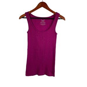 Faded Glory Womens Ribbed Fuchsia Tank Top S 97% Cotton 3% Spandex